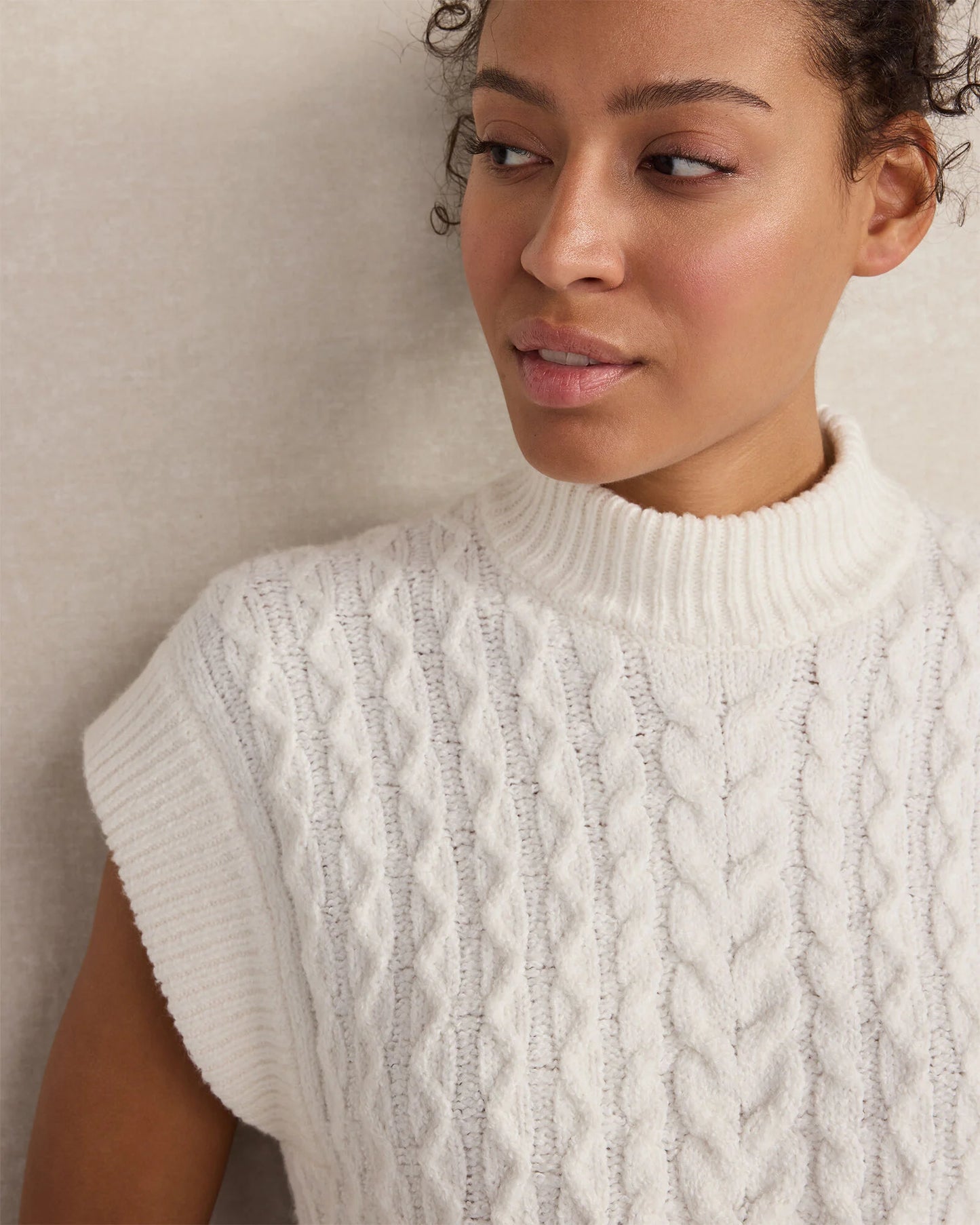 Organic Cotton Blend Cable Sweater Vest