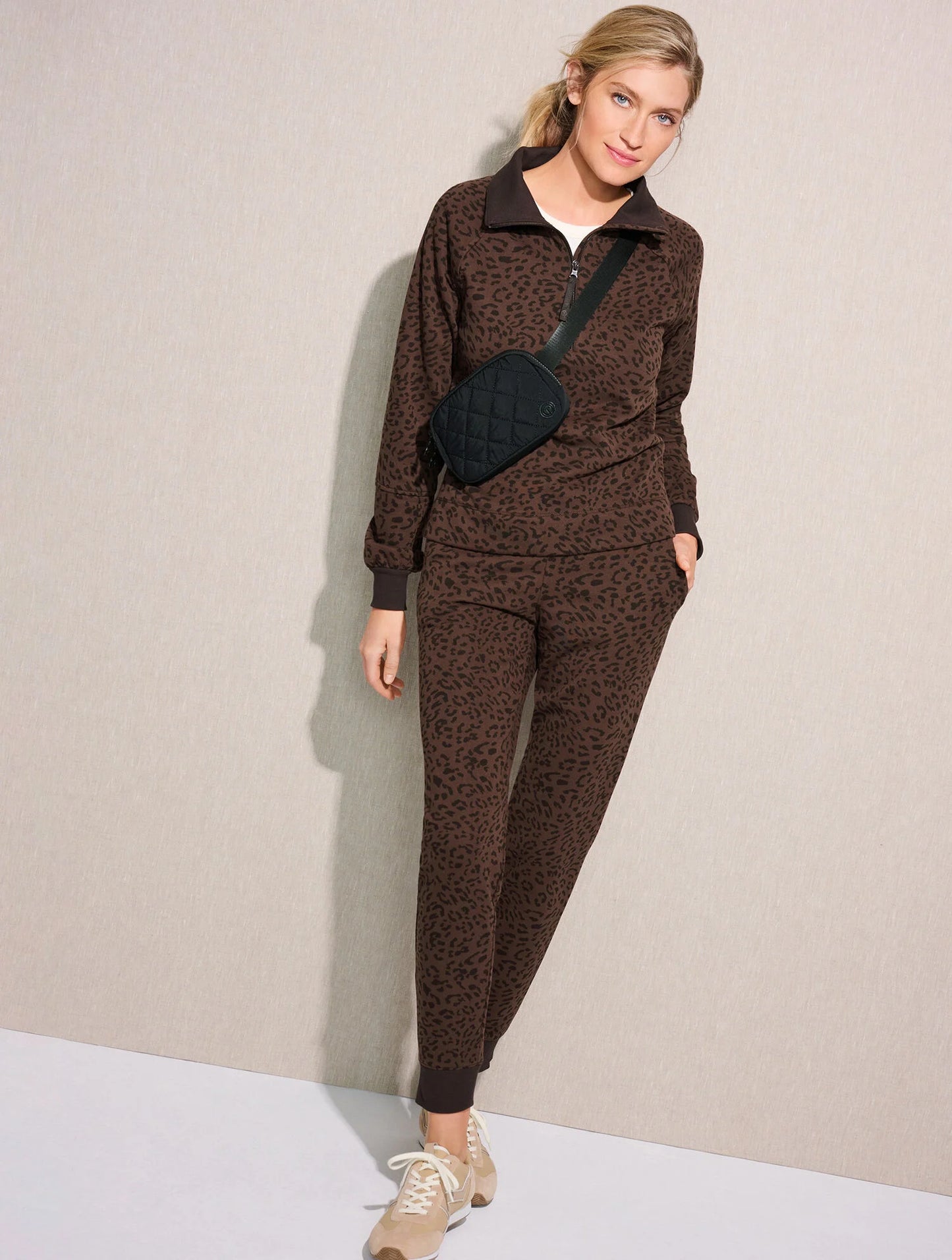 Cozy French Terry Joggers - Tonal Cheetah