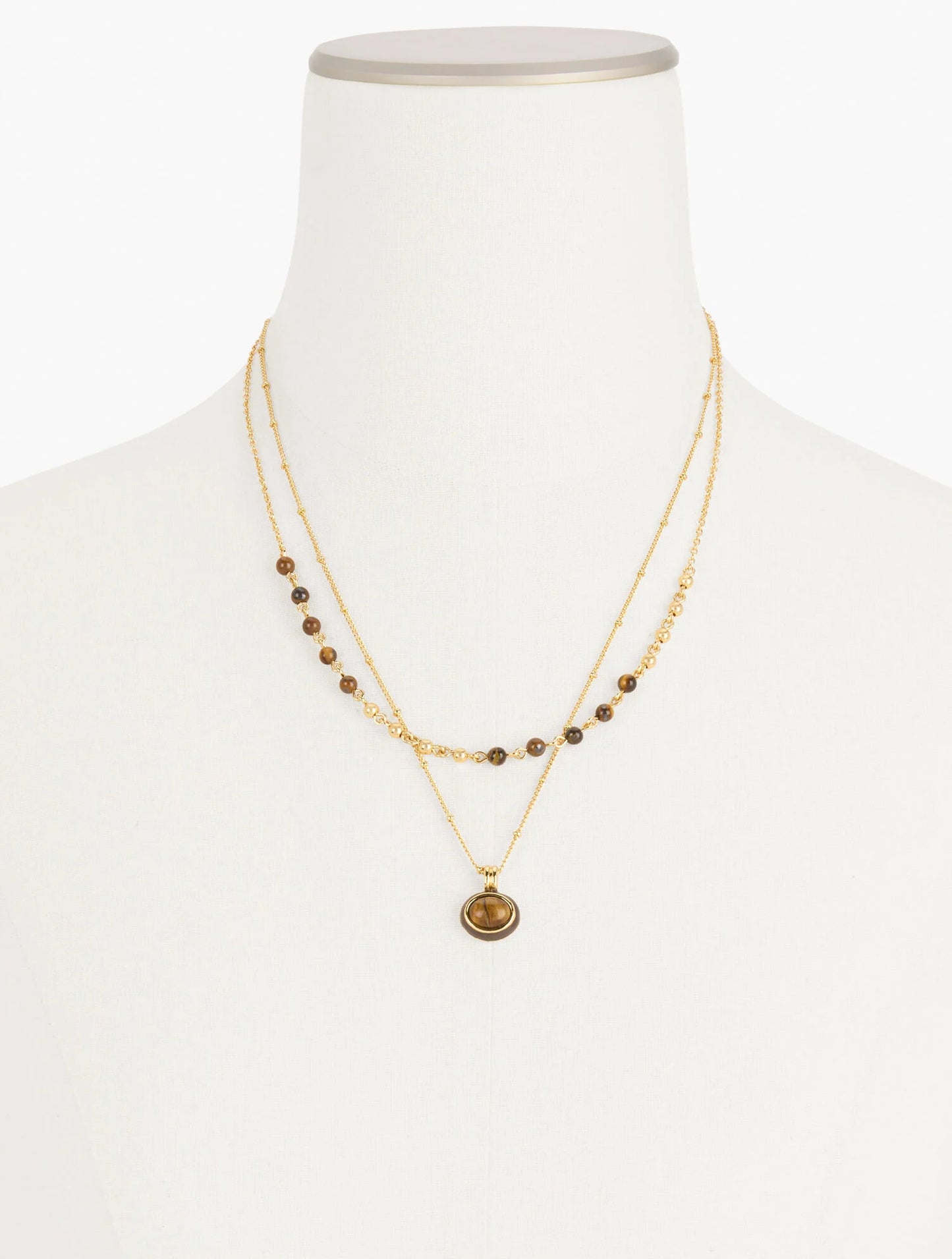 Delicate Tiger’s Eye Enamel Necklace