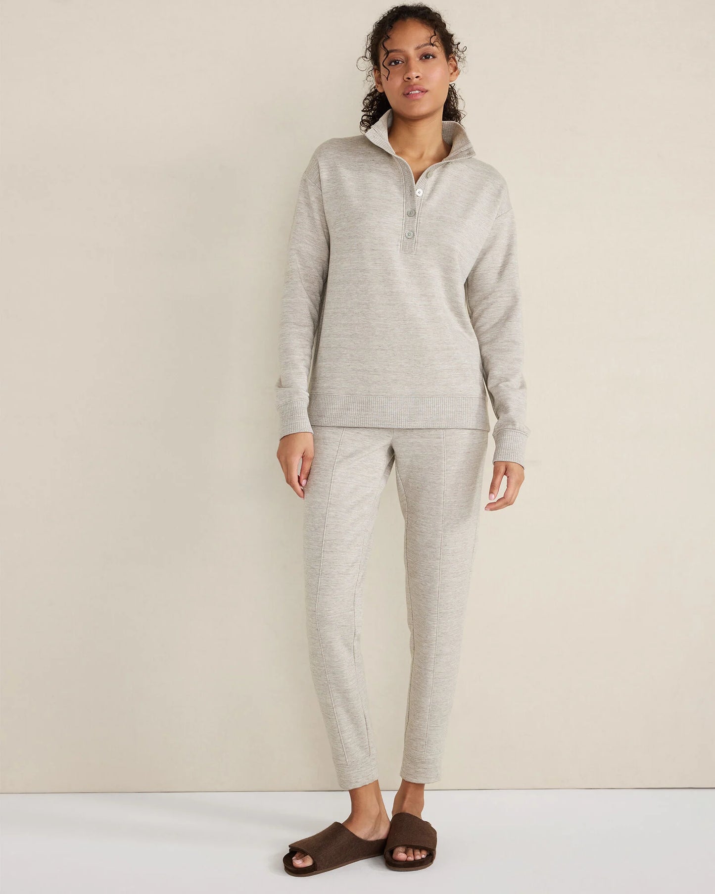 Fleece Johnny Collar Henley