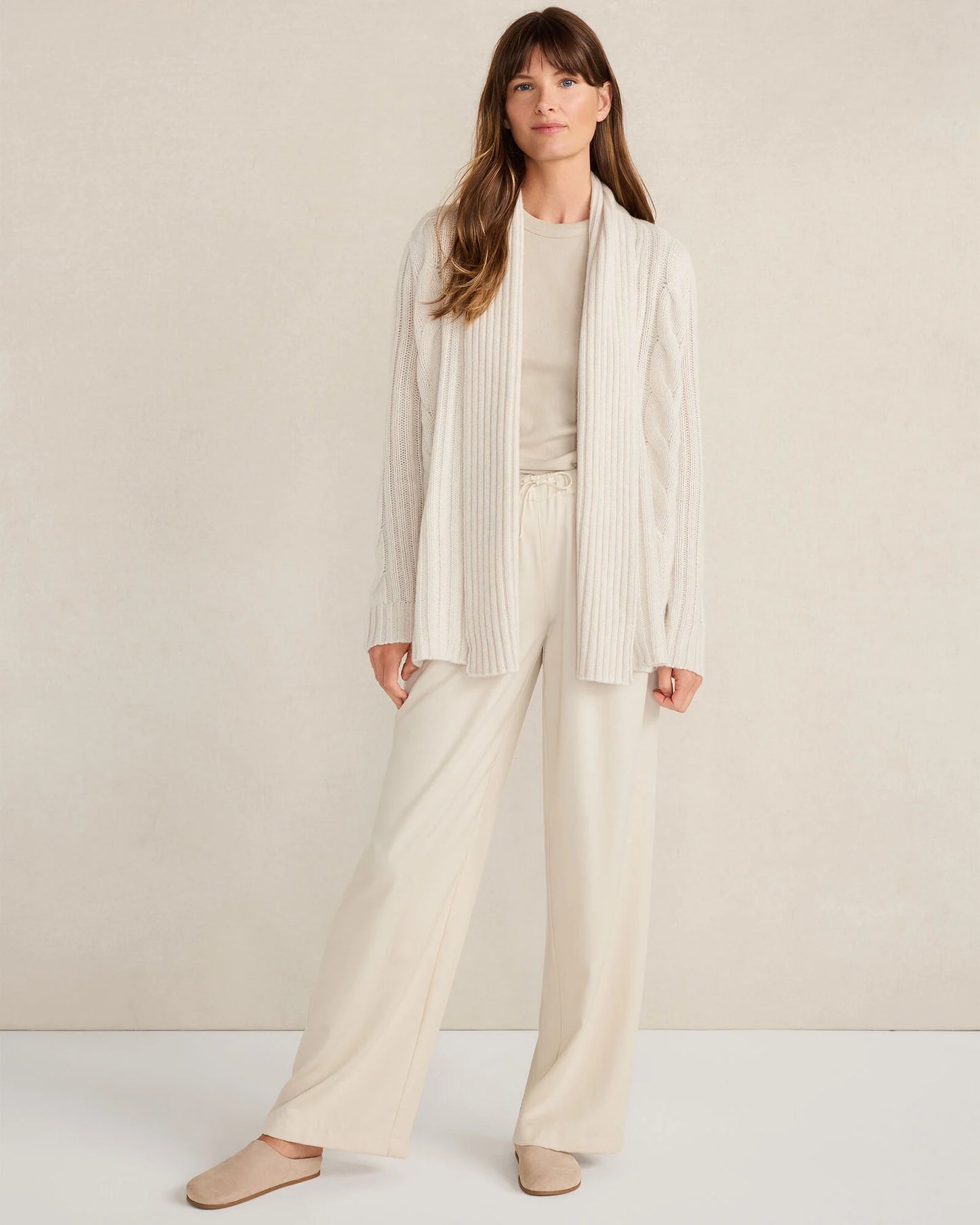 Cashmere Cable Open Front Cardigan