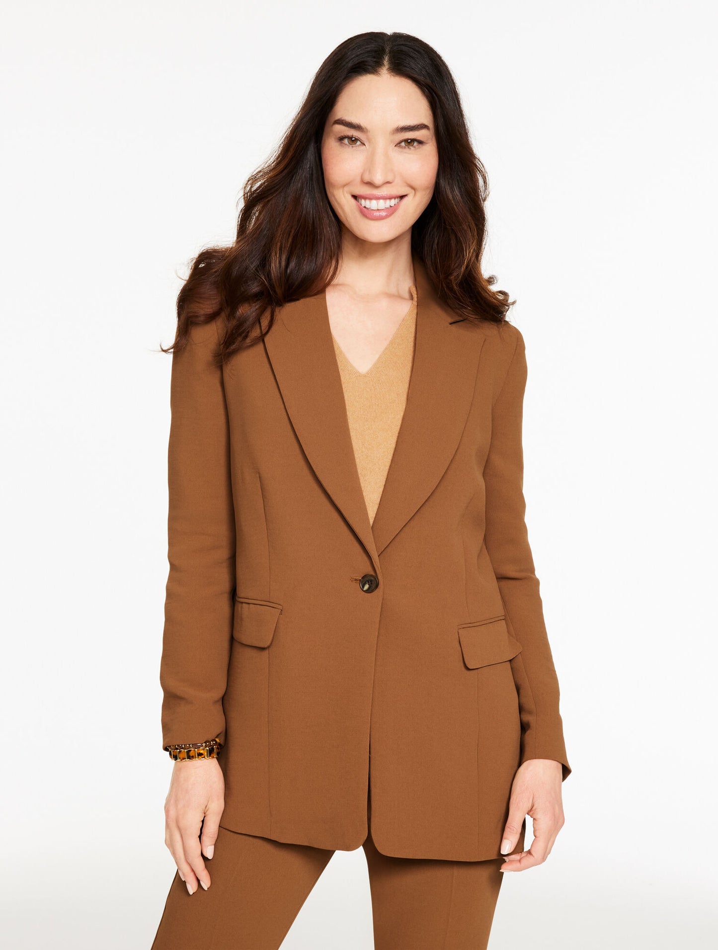 Polished Crepe Single Button Blazer