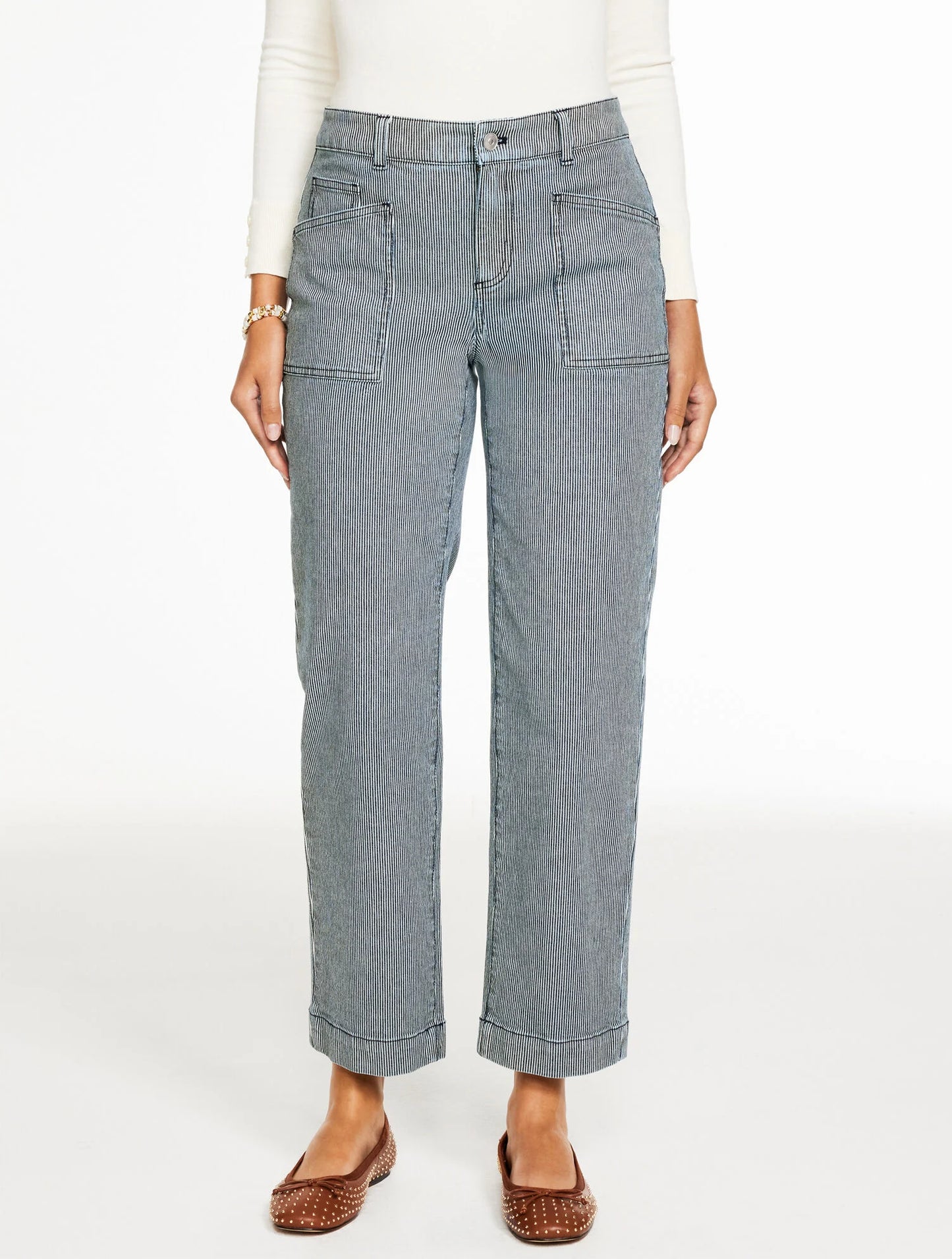Straight Ankle Jeans - Railroad Stripe