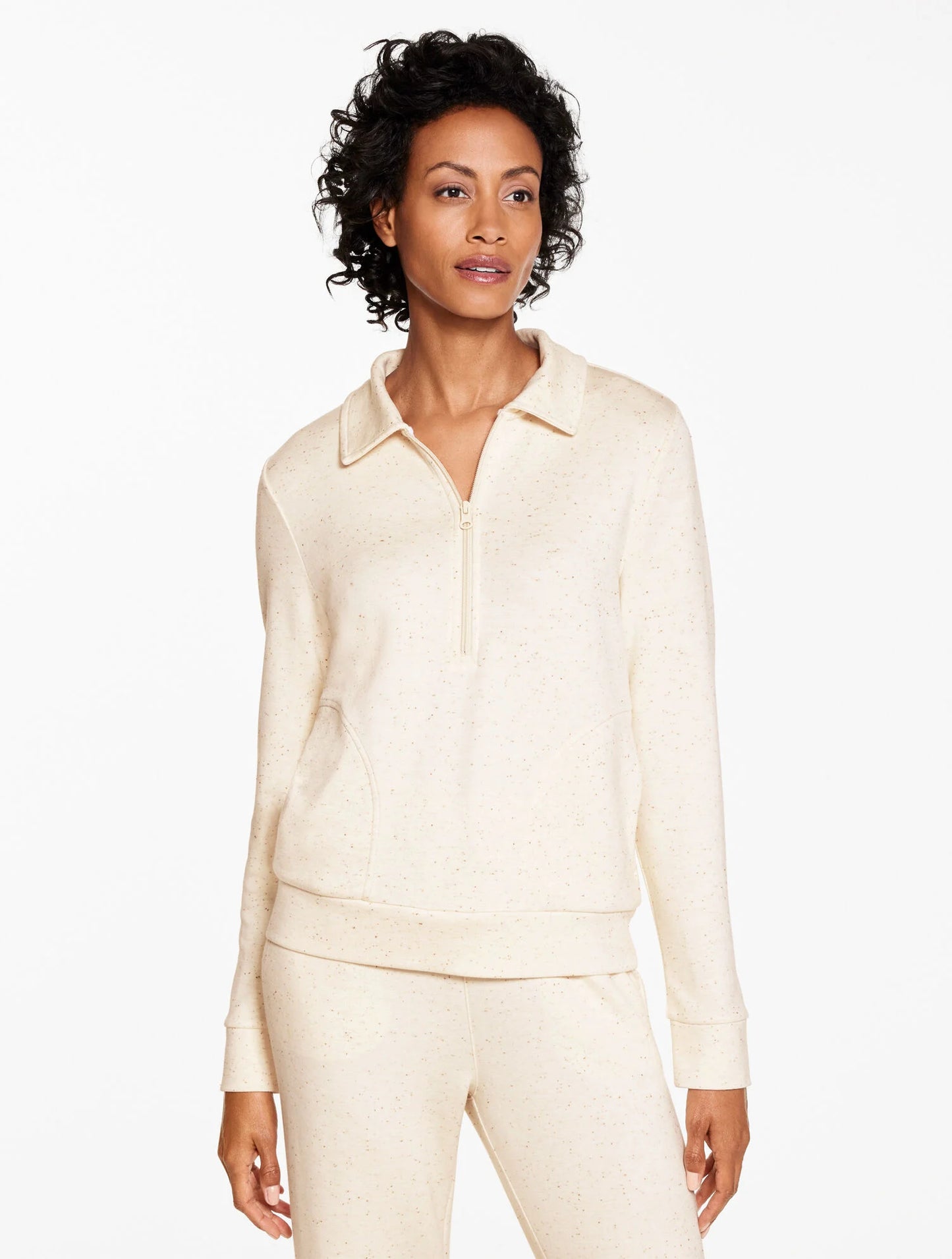 AirKnit Stretch Nep Johnny Collar Half-Zip Pullover