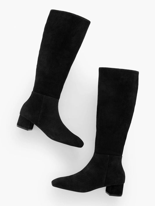 Perla Tall Suede Block Heel Boots