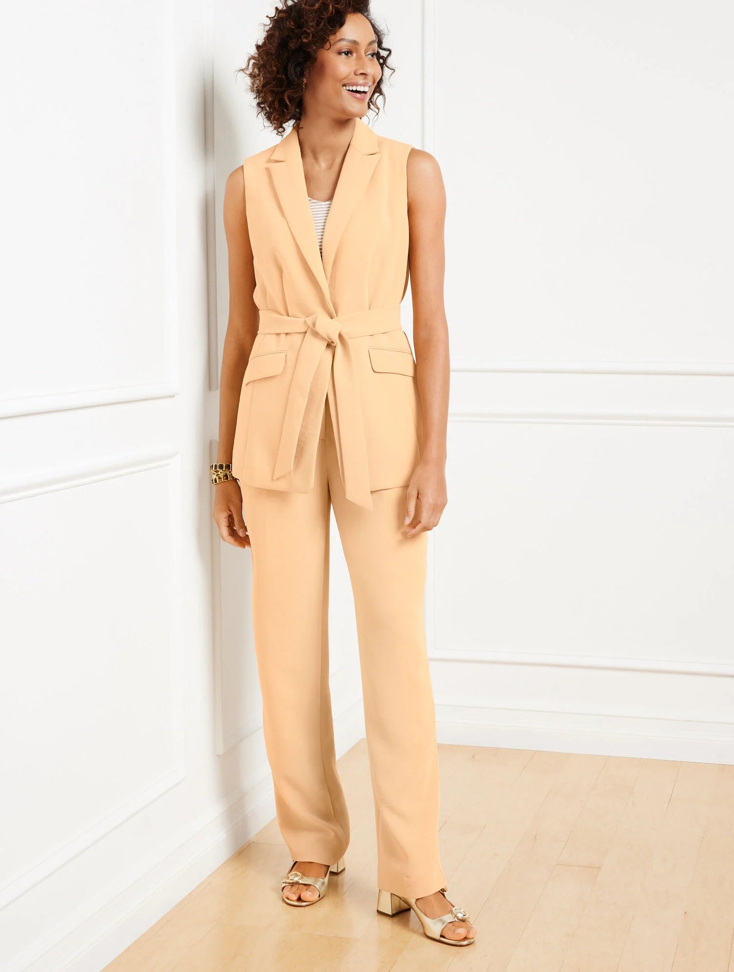 Polished Crepe Tie Waist Vest