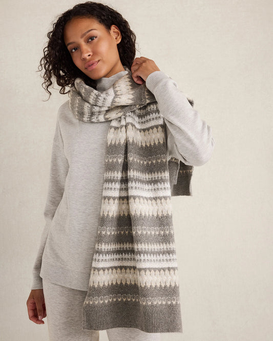 Organic Cotton Blend Nostalgic Fair Isle Scarf