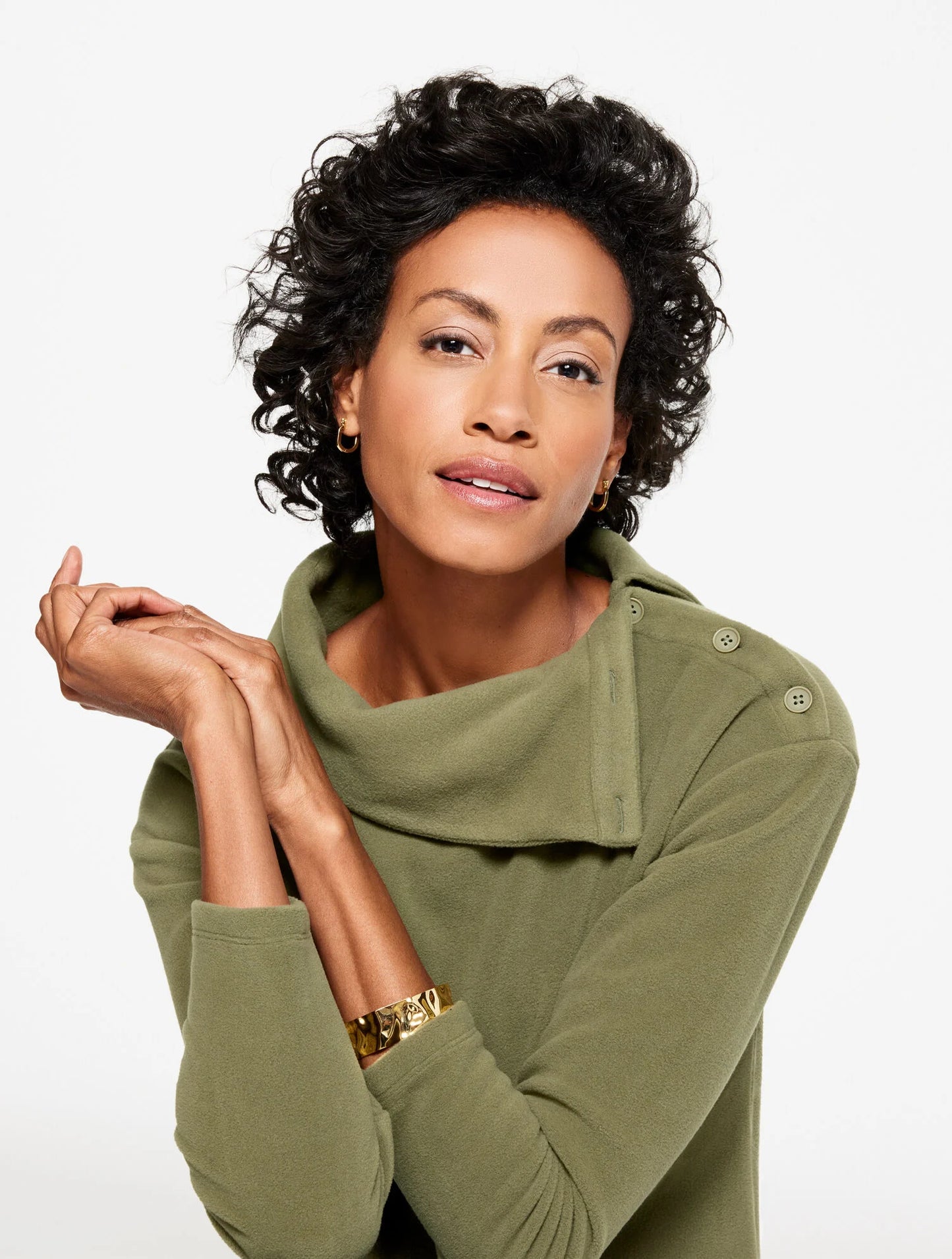 Microfleece Button Shoulder Pullover