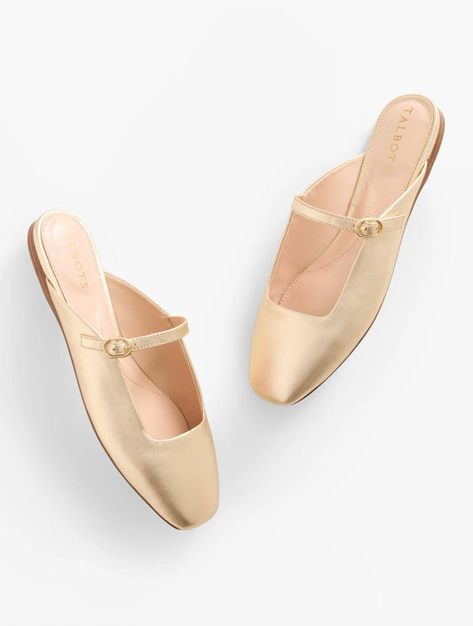 Sloan Mary Jane Metallic Leather Mules