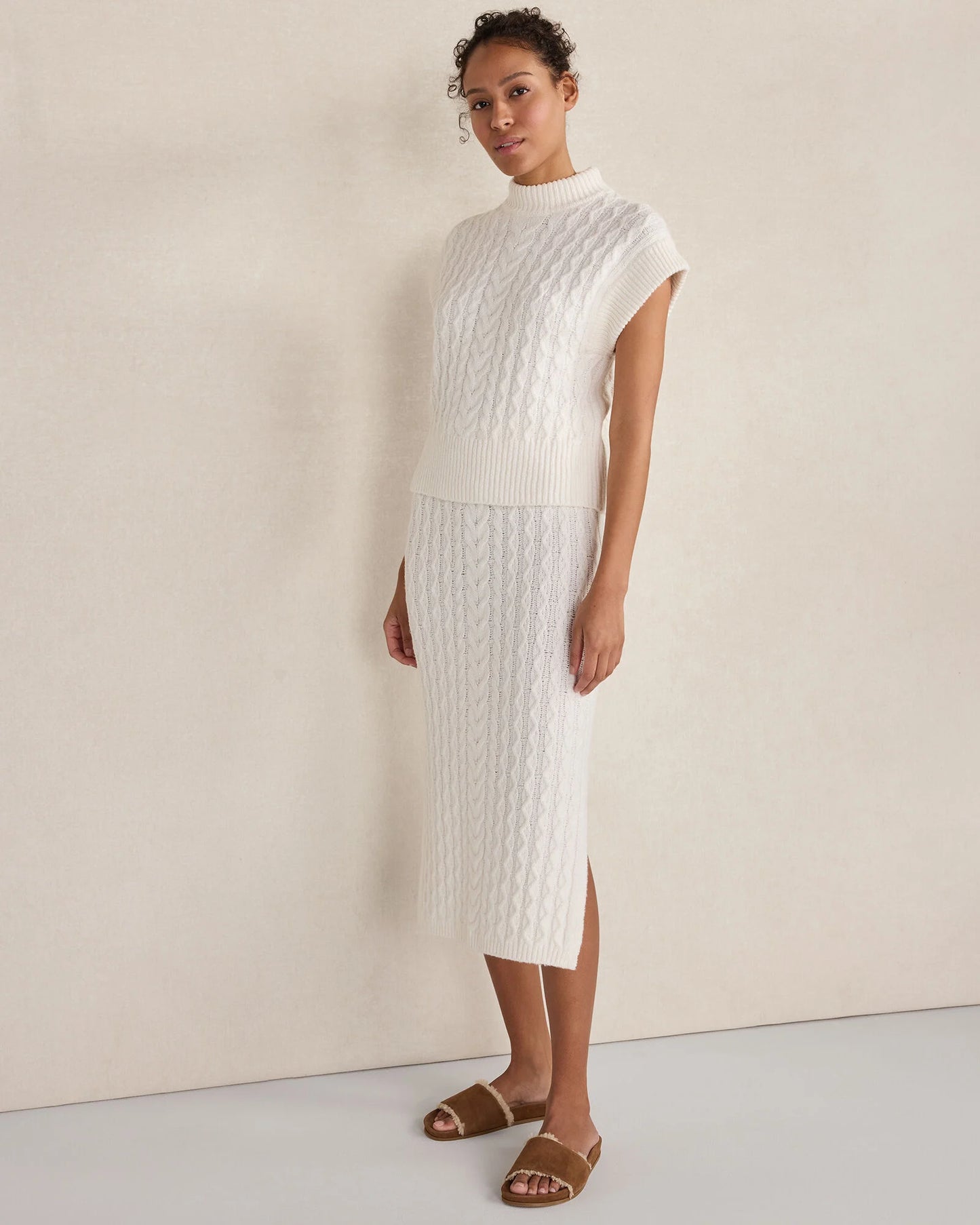 Organic Cotton Blend Cable Sweater Vest