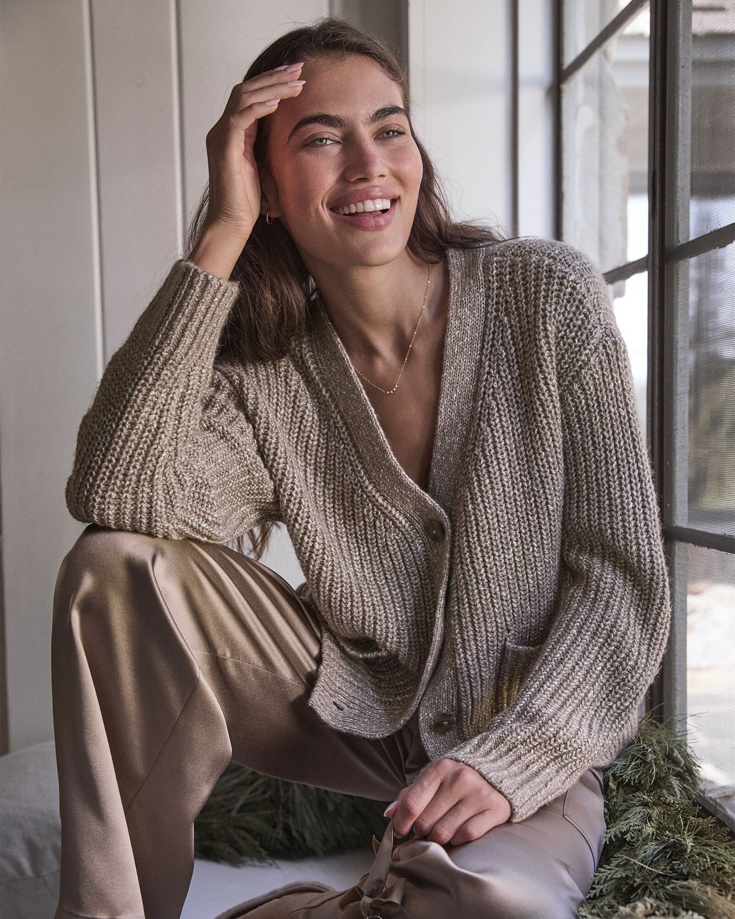 Lurex Blend Shaker Stitch Cardigan