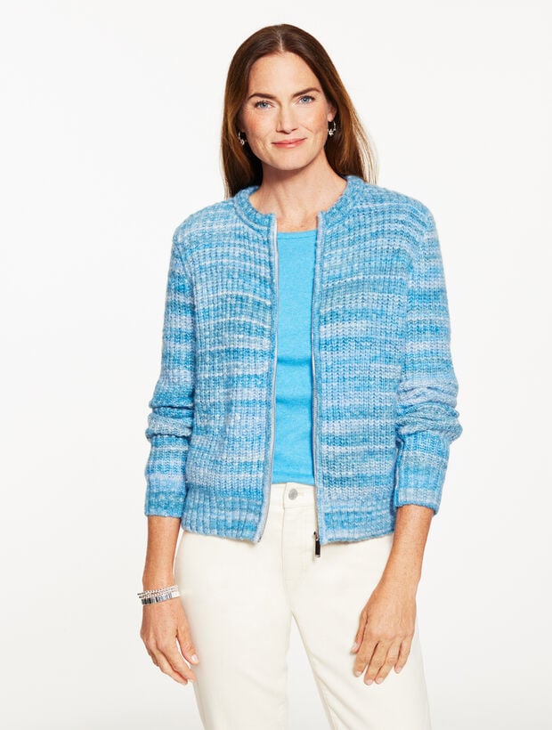 Shaker Stitch Full-Zip Cardigan - Space Dye
