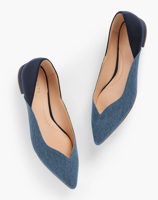 Portia Denim Trim Nappa Flats