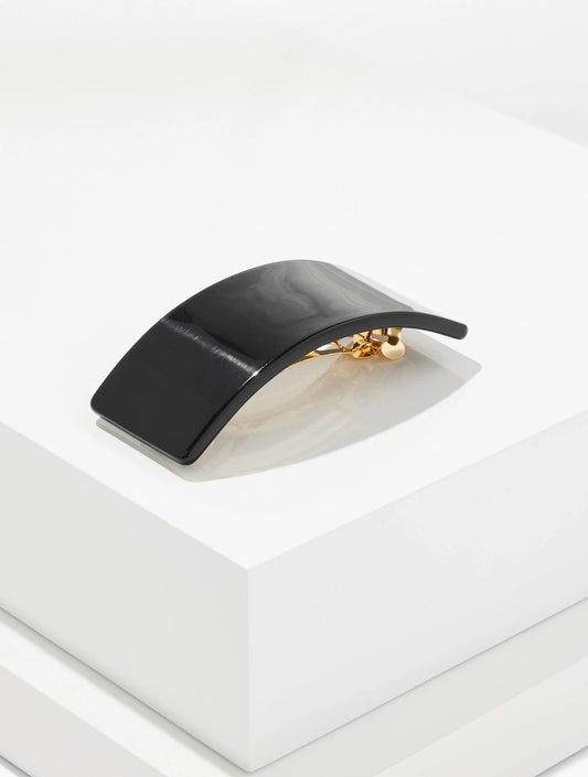 Black Marble Wide Barrette