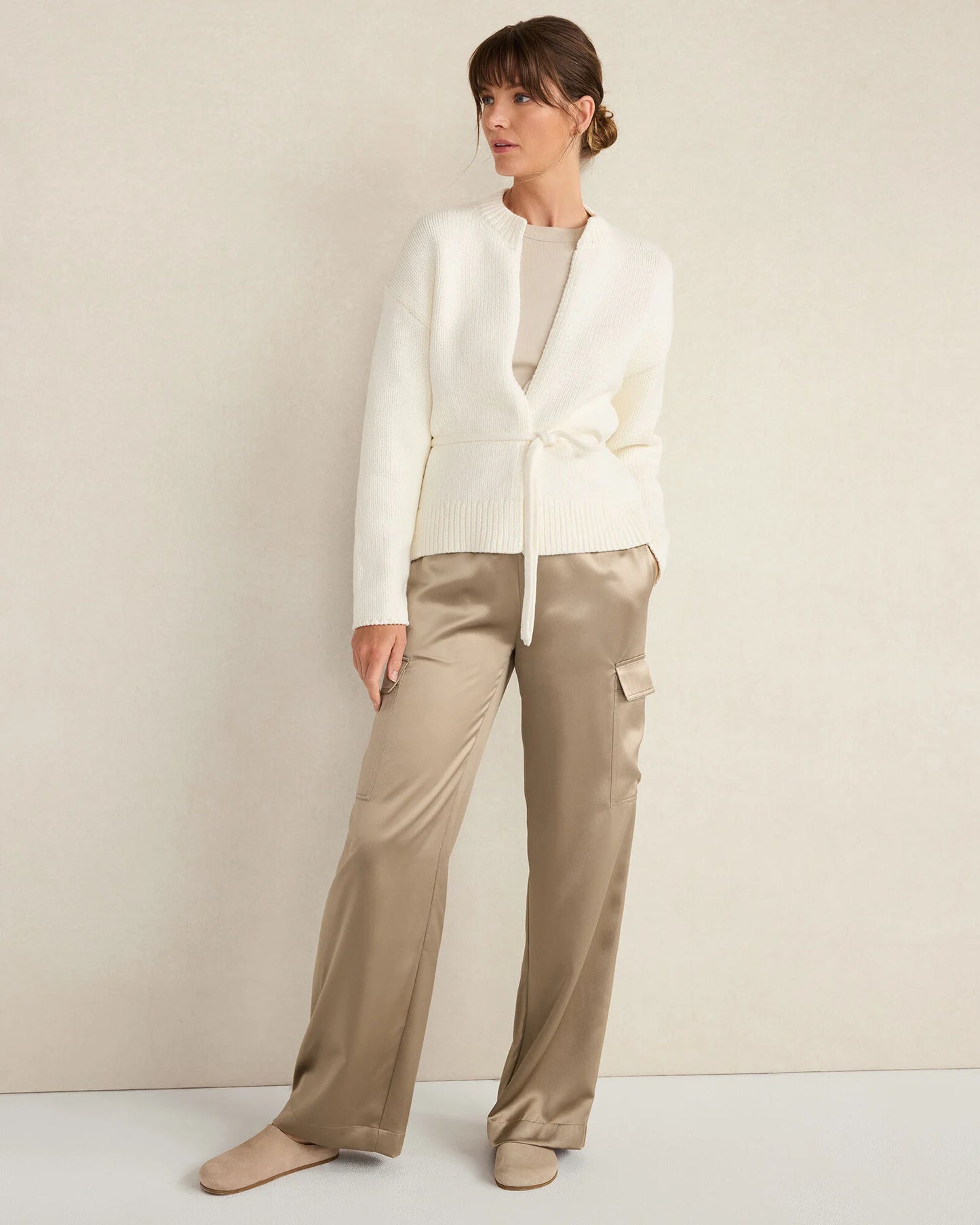 Chunky Cotton Blend Belted Cardigan