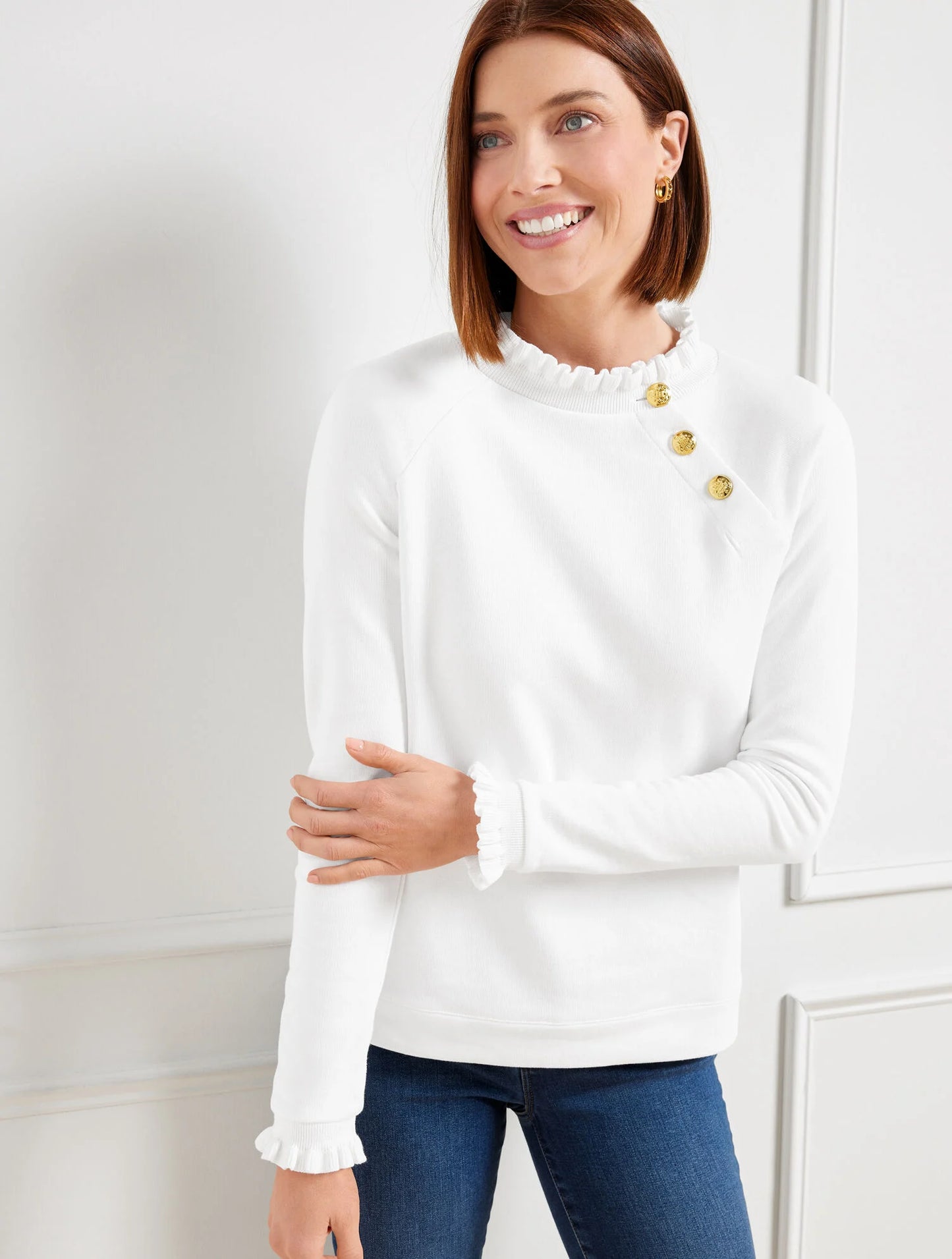 Ruffle Trim Raglan Sweatshirt