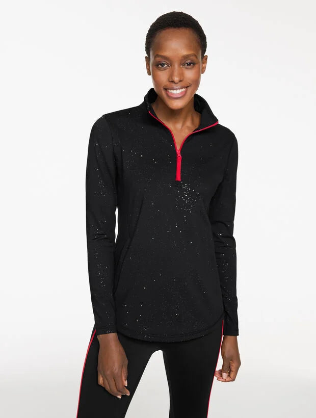 Luxe Fleeceback Half-Zip Pullover - Gleaming Dots