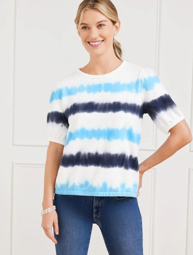 Short Sleeve Terry Sweatshirt - Tie-Dye Stripe