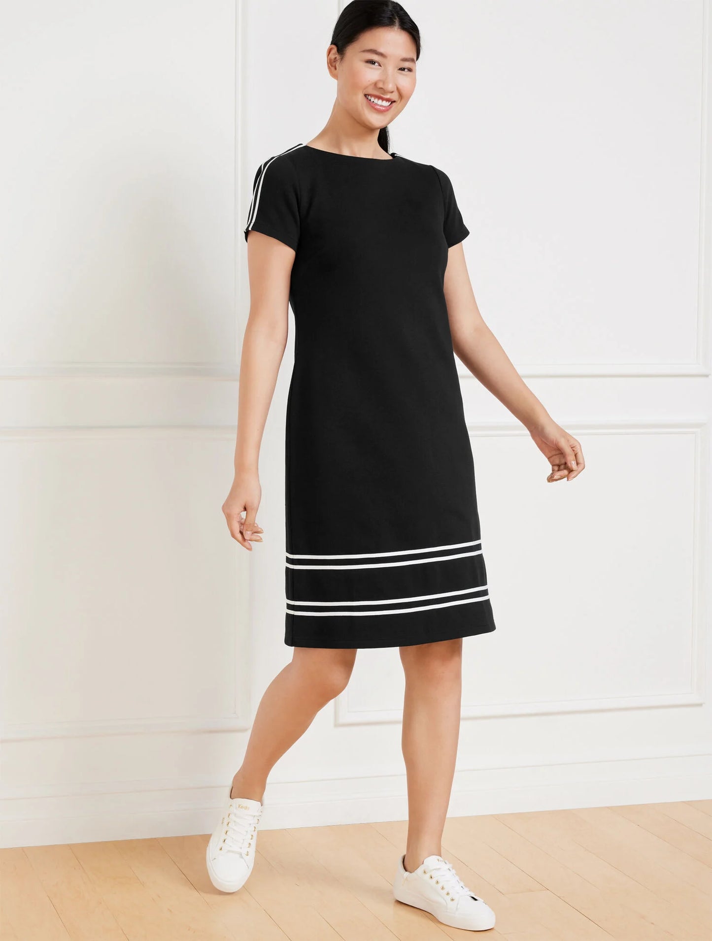Piqué Crewneck Dress - Contrast Stripe