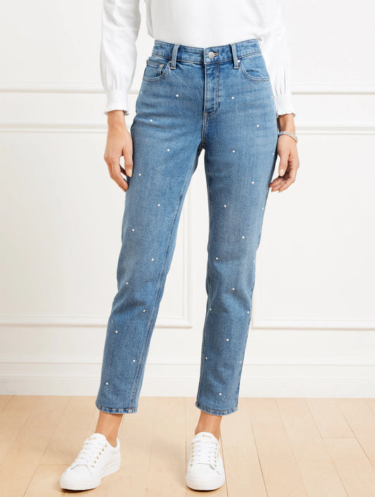 Pearl Slim Straight Ankle Jeans - Opal Wash