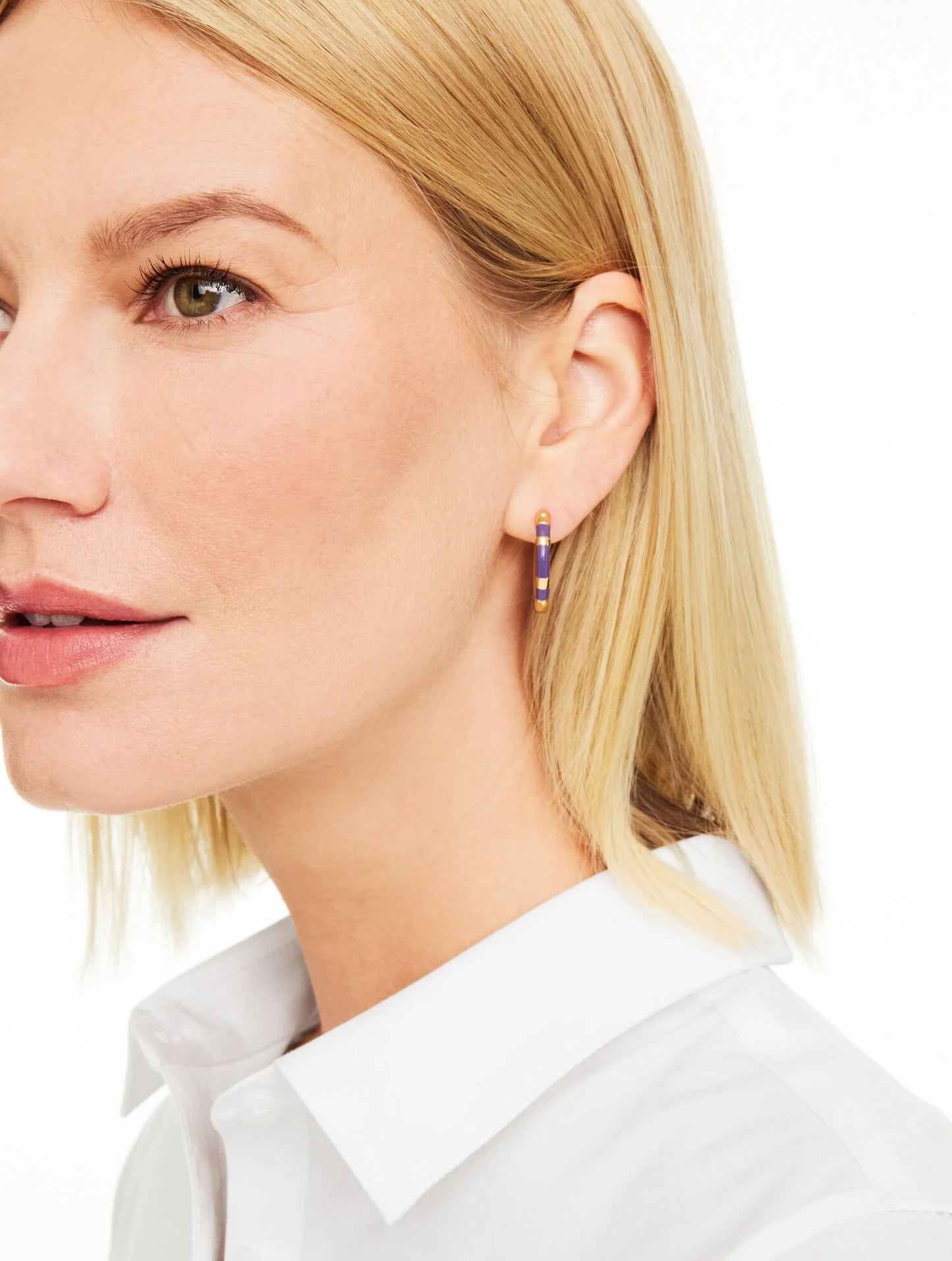 Enamel Stripe Hoop Earrings