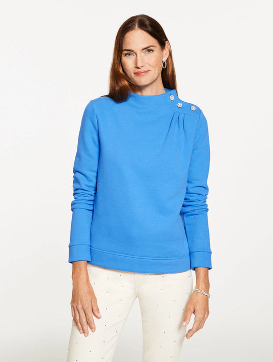 Jewel Button Shoulder Sweatshirt