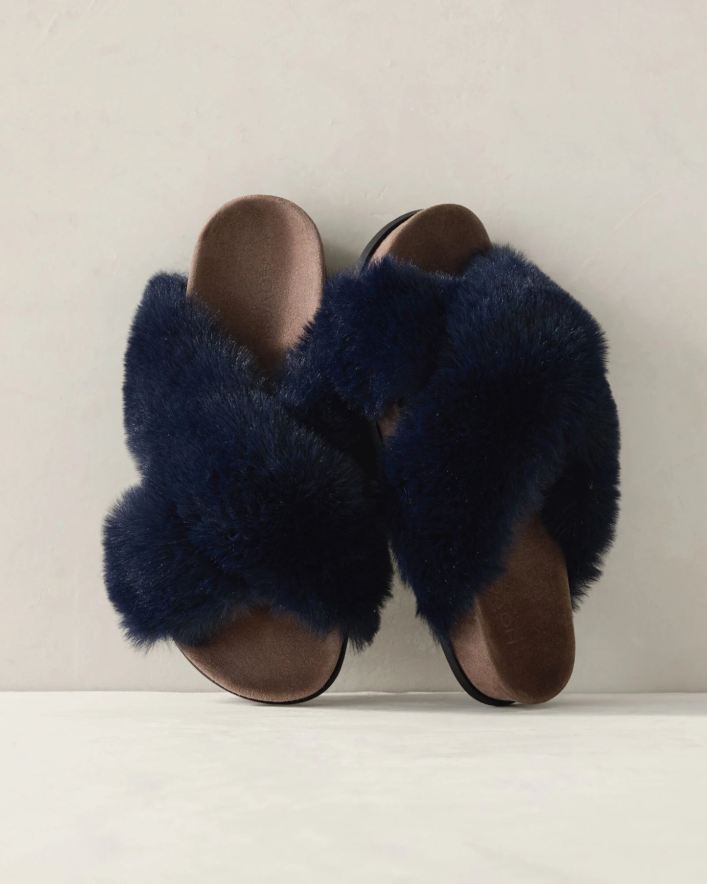 Faux Fur Criss Cross Molded Slippers