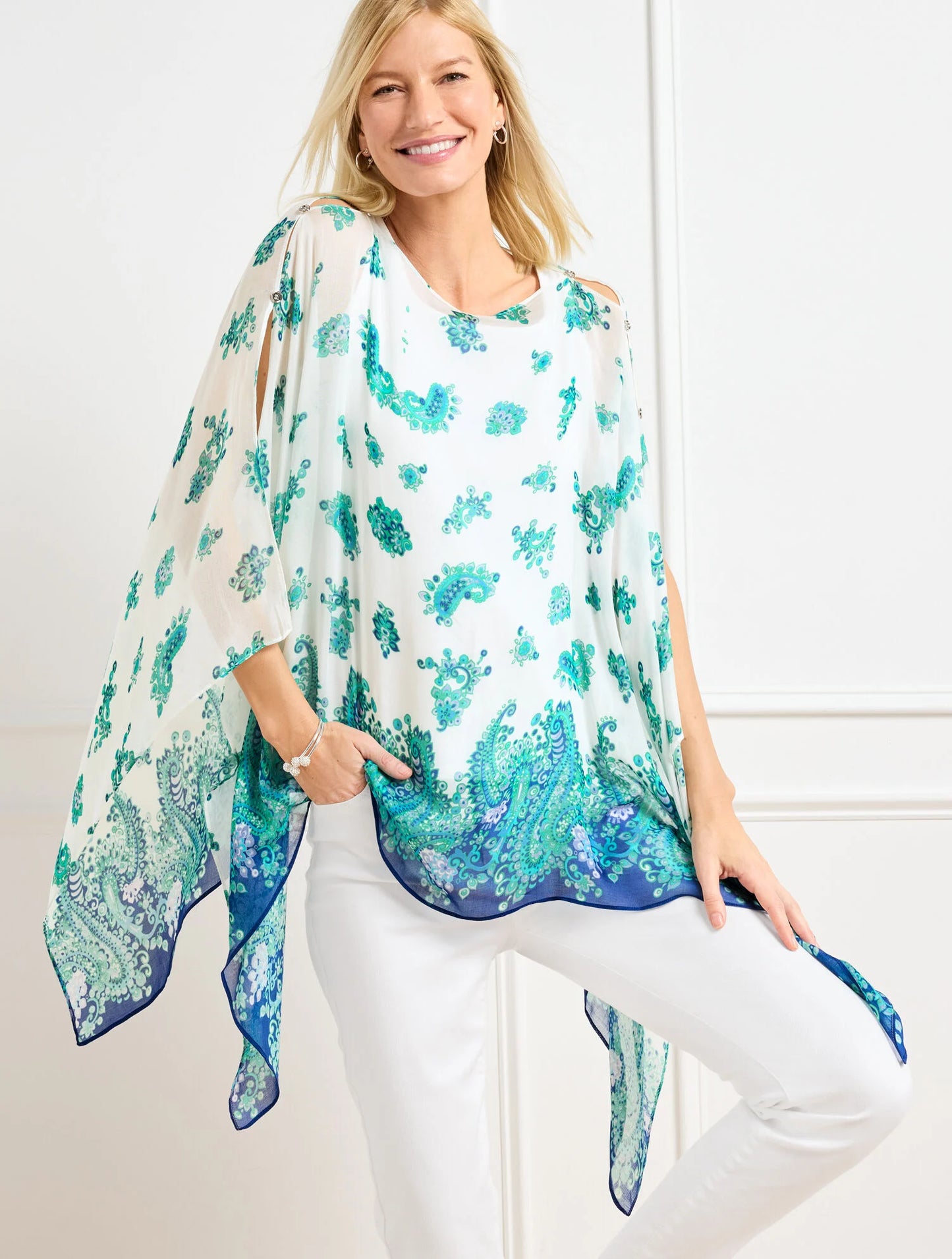 Two-Way Poncho - Floral Paisley