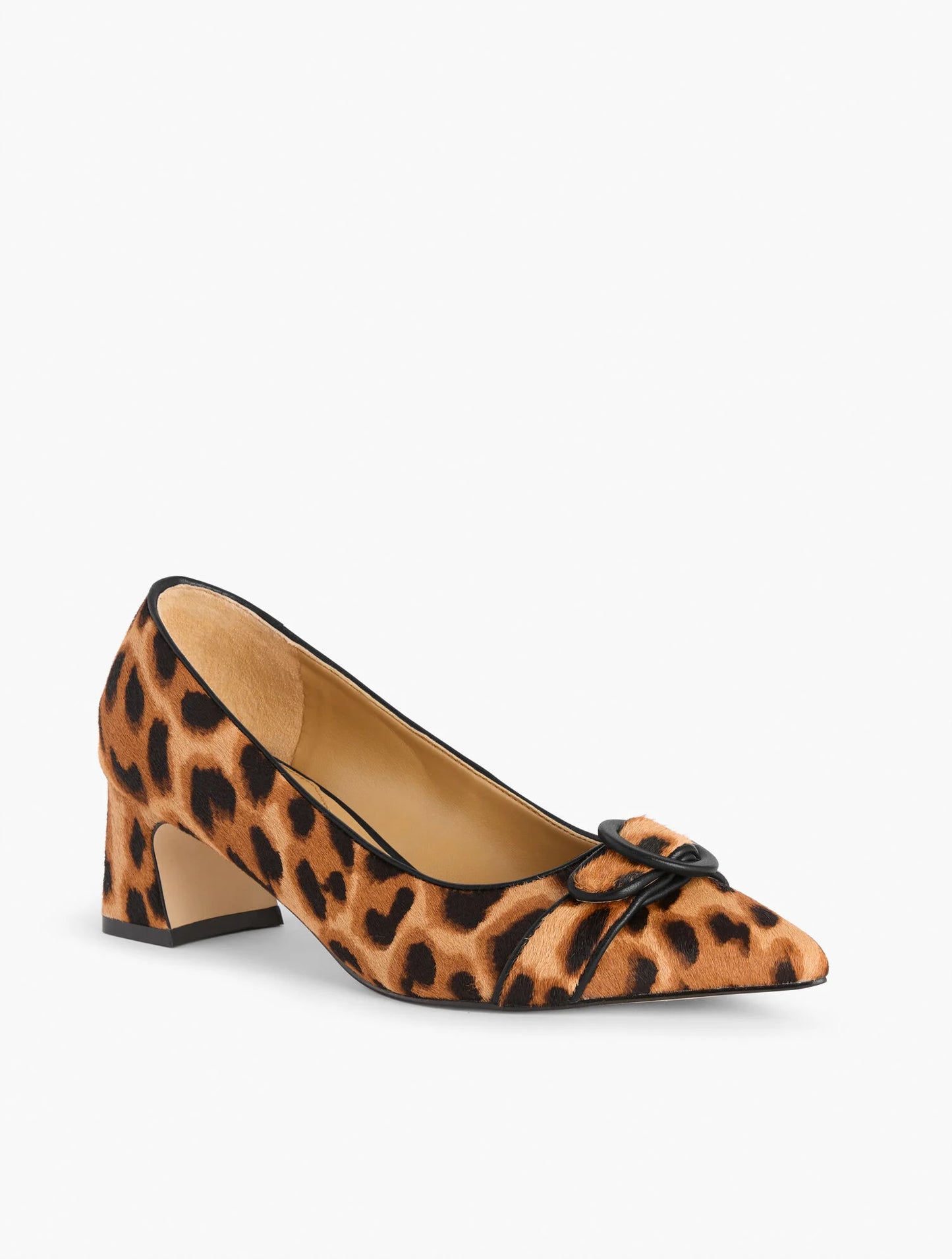 Edith Flare Heel Pumps - Leopard Calf Hair