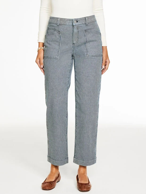 Straight Ankle Jeans - Railroad Stripe