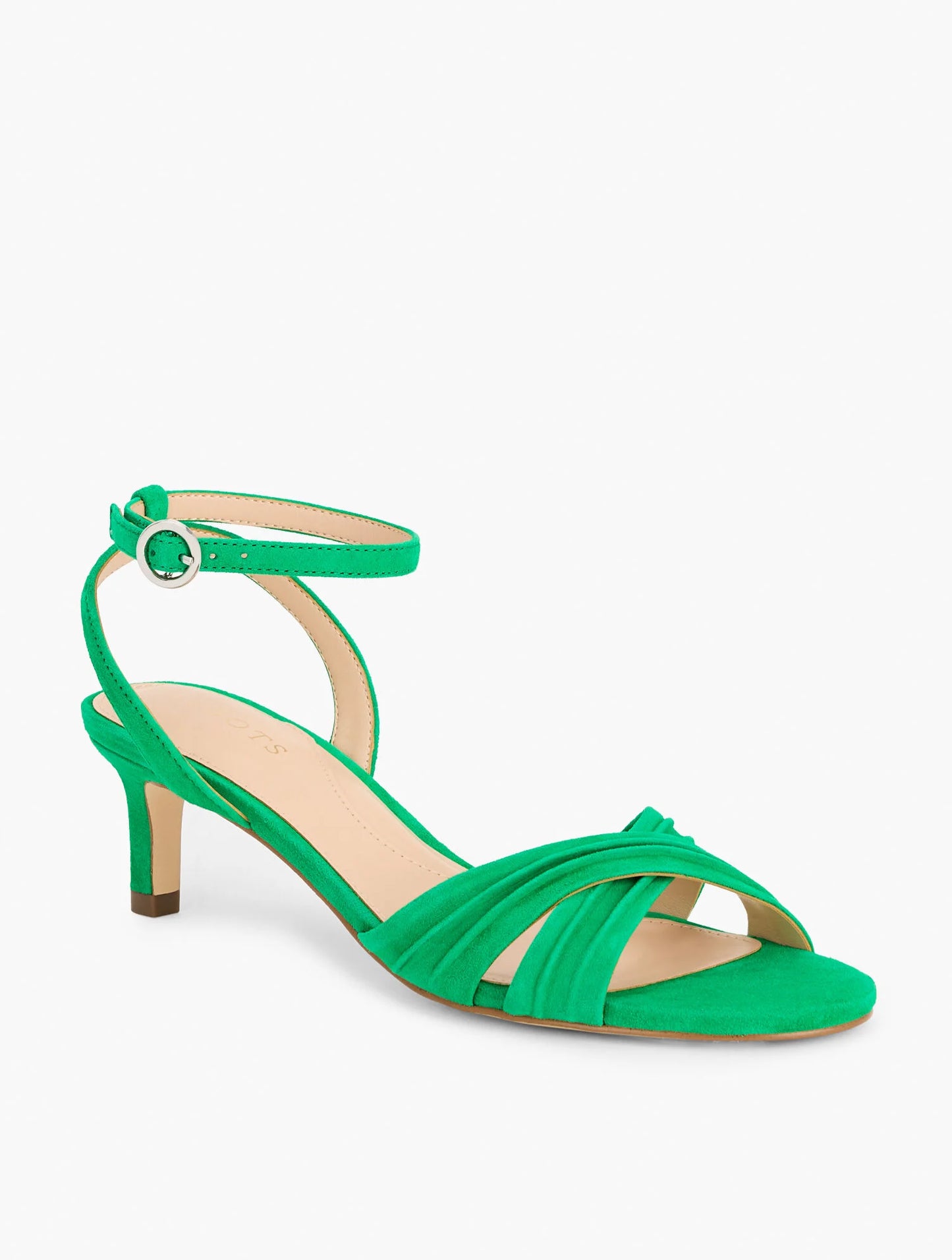 Tallia Pleated Suede Ankle Strap Heel Sandals