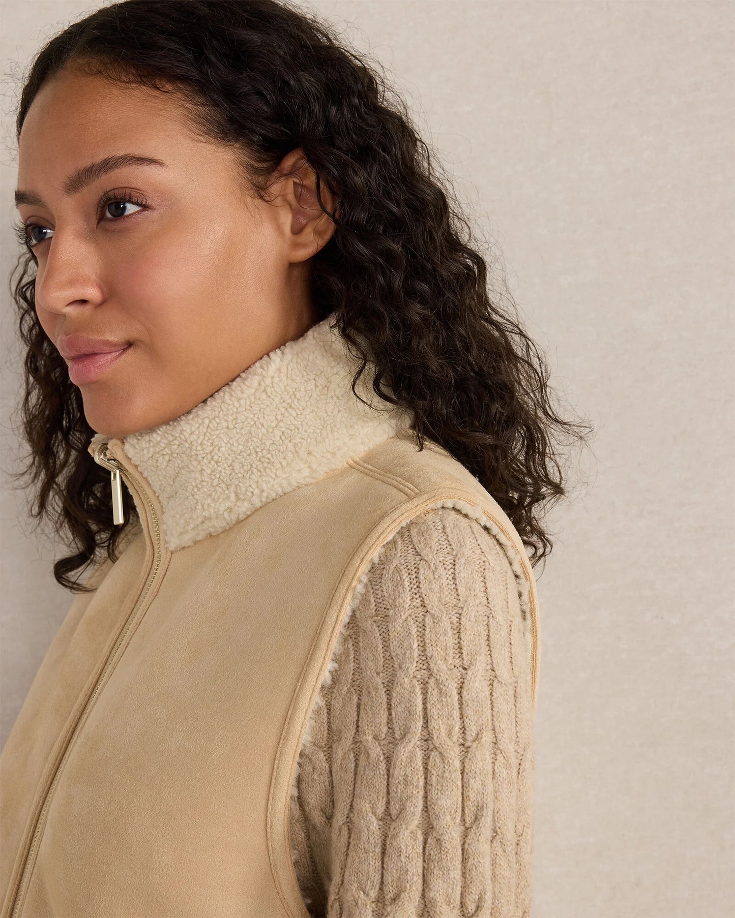 Faux Suede and Sherpa Reversible Vest