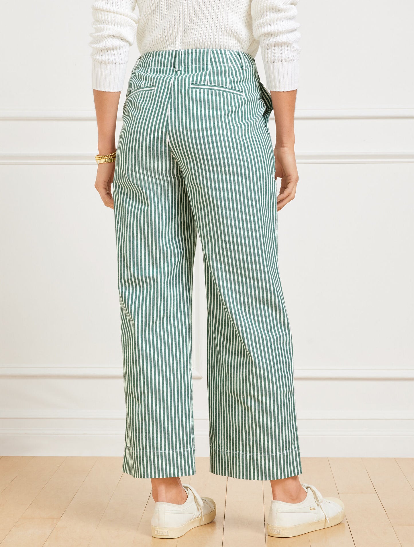 Wide Ankle Twill Pants - Stripe
