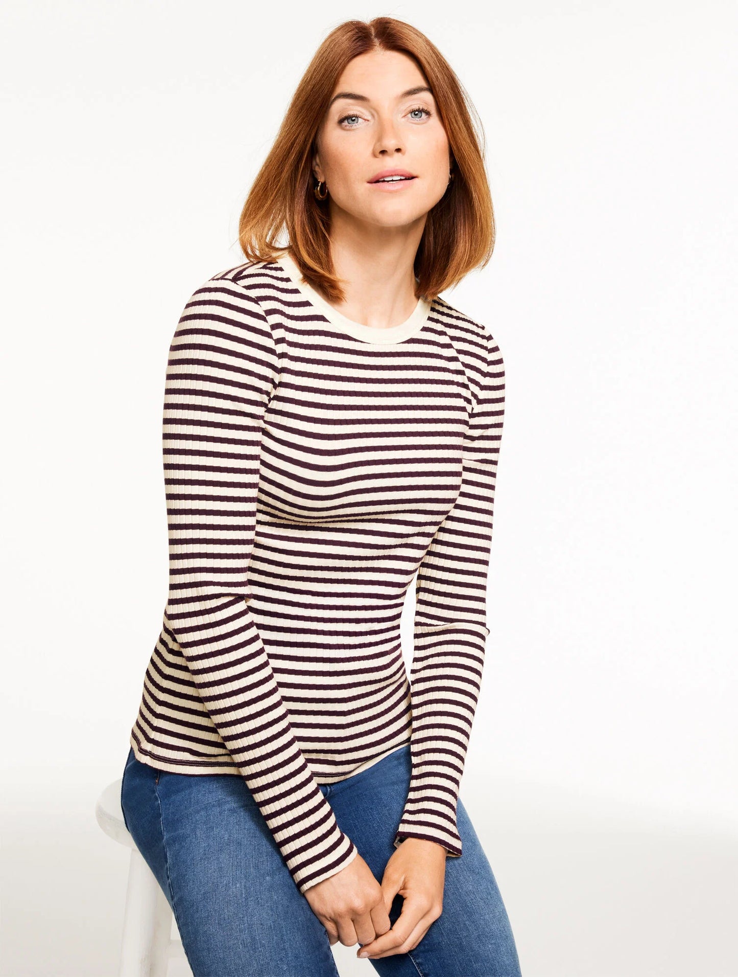 Ribbed Crewneck Tee - Jasmine Stripe