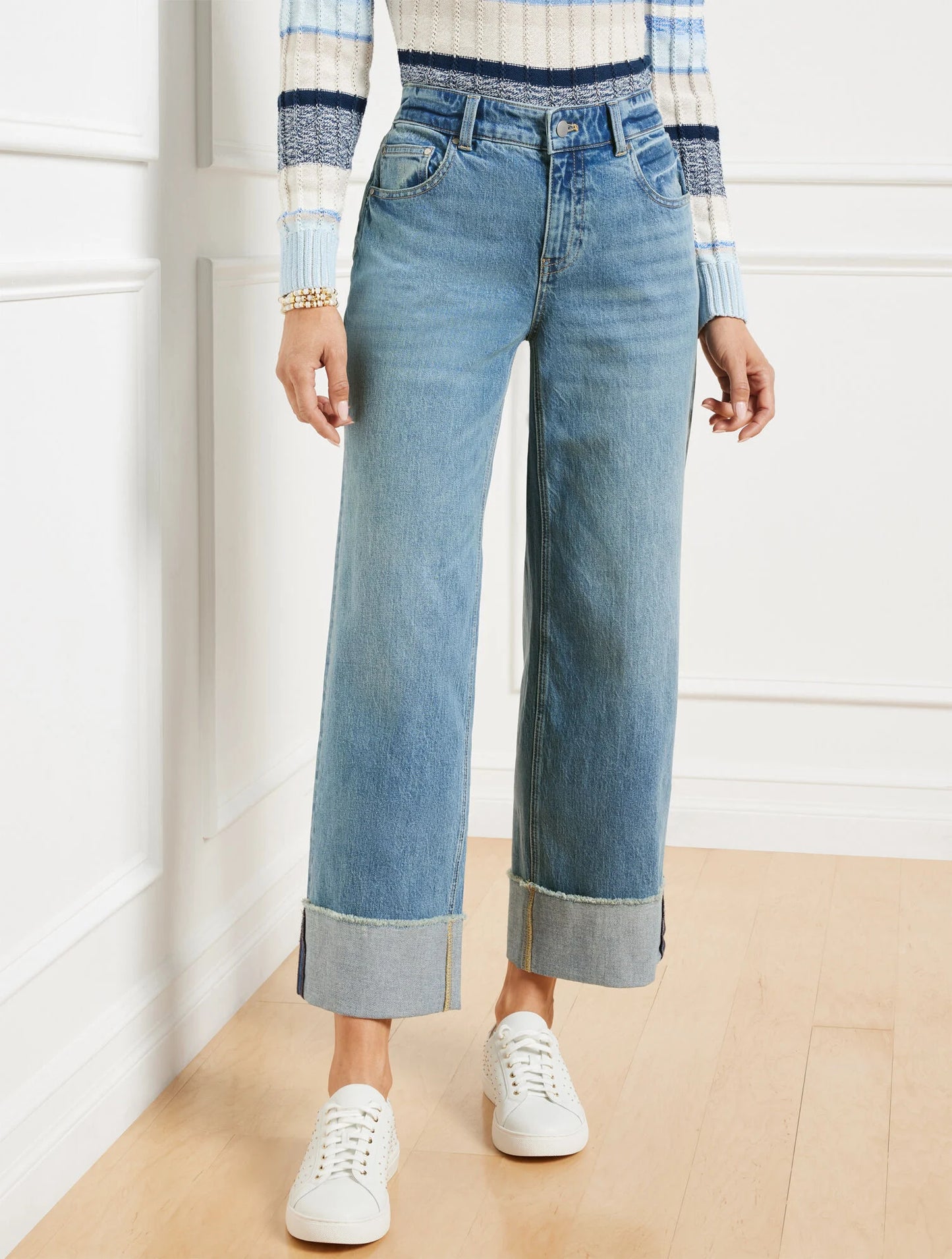 Straight Ankle Cuff Jeans - Downing Wash