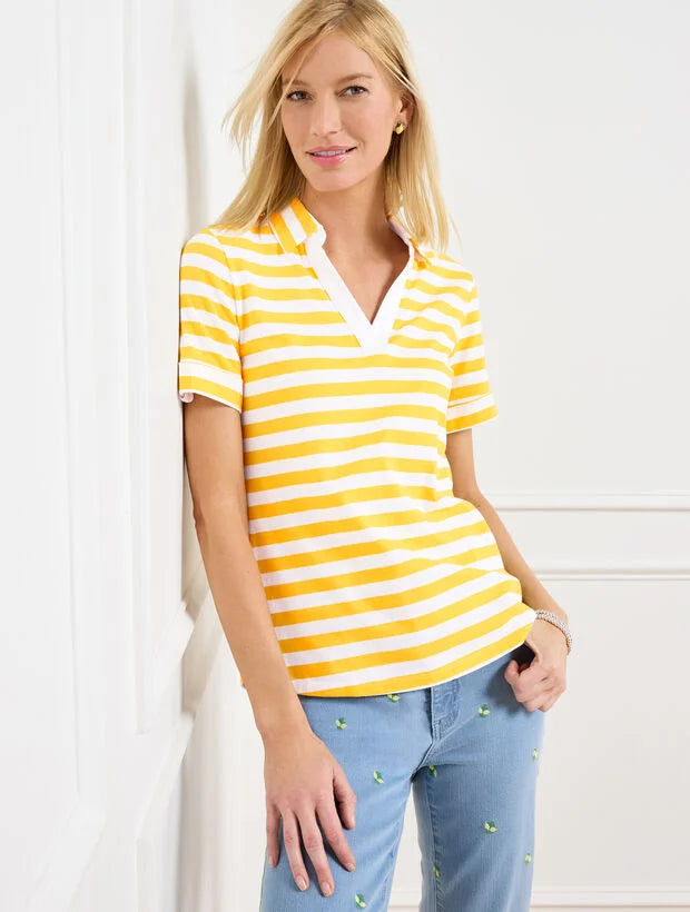 Roll Cuff Johnny Collar Pullover