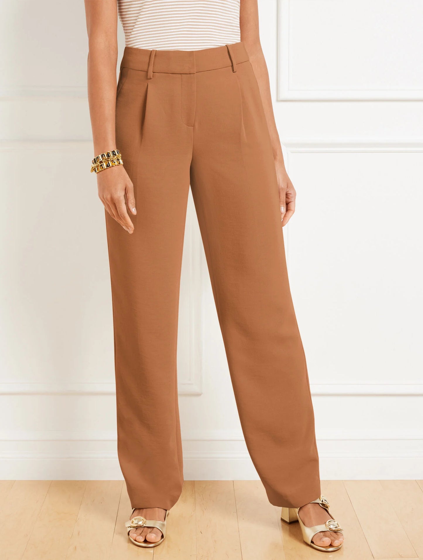 Straight Leg Polished Crepe Pants