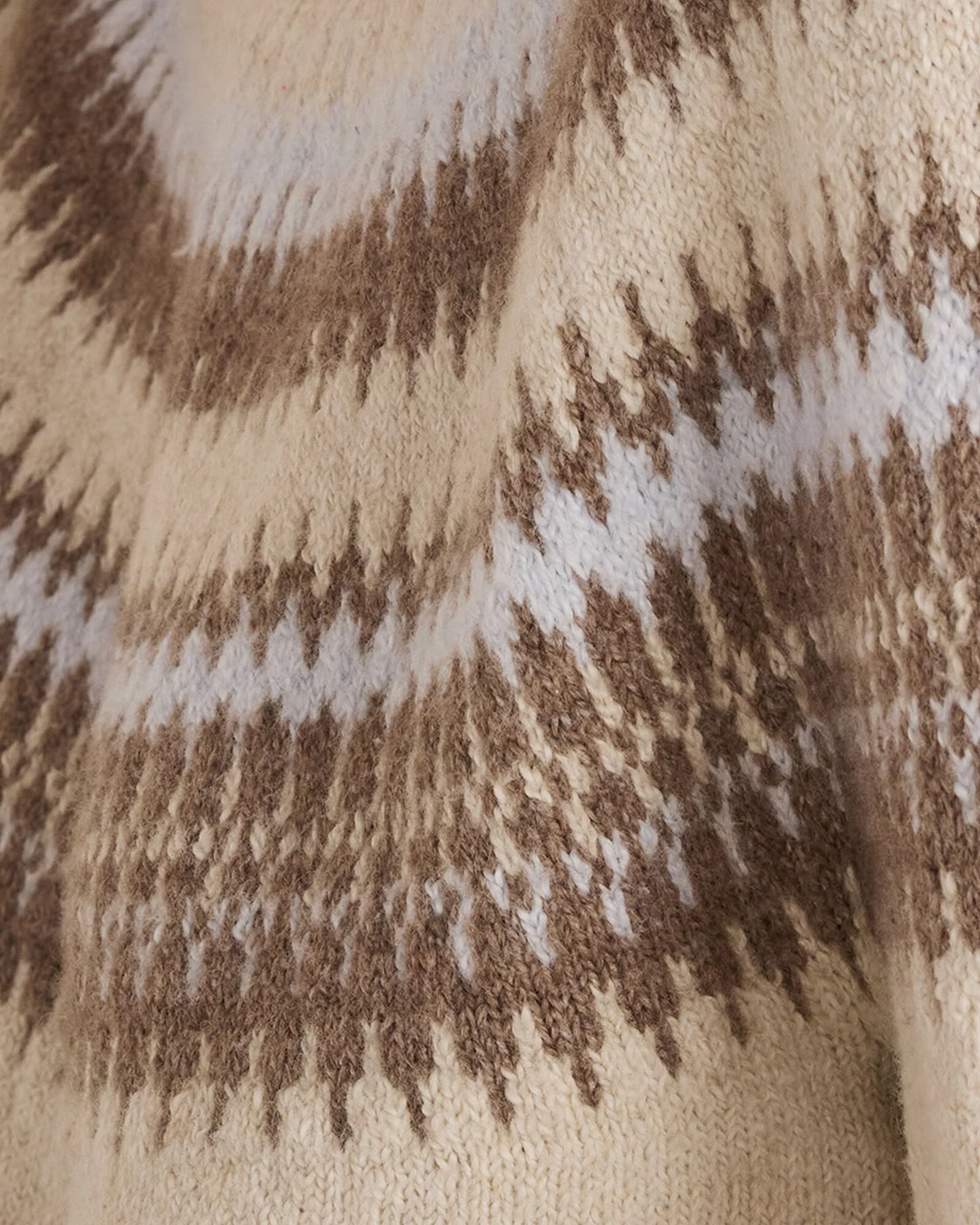 Organic Cotton Blend Fair Isle Cable Mockneck Sweater