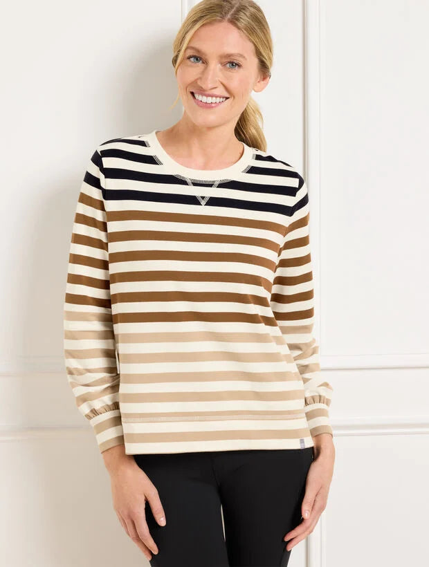 Modal French Terry Crewneck Pullover - York Stripe