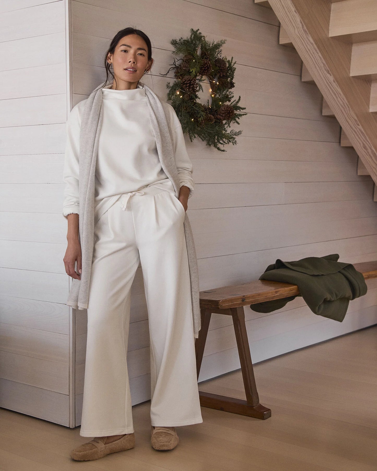 Soft-Brushed Fleece Wide Leg Pants