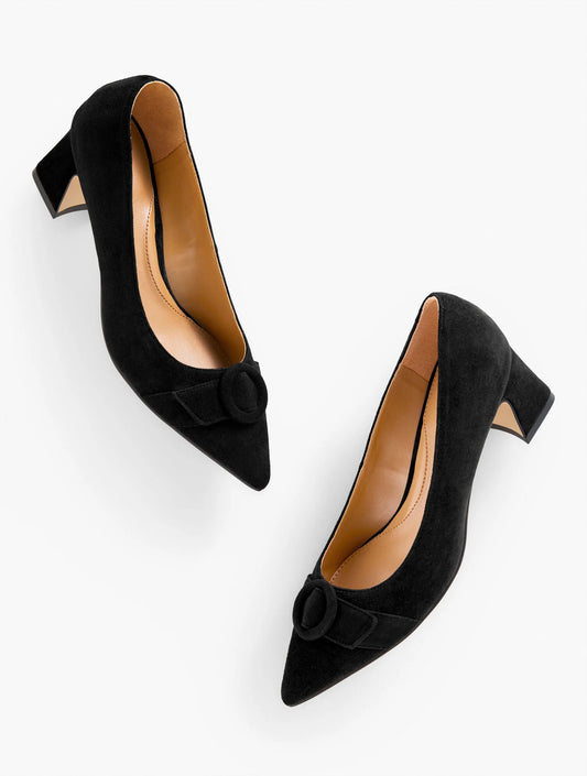 Edith Suede Flare Heel Pumps