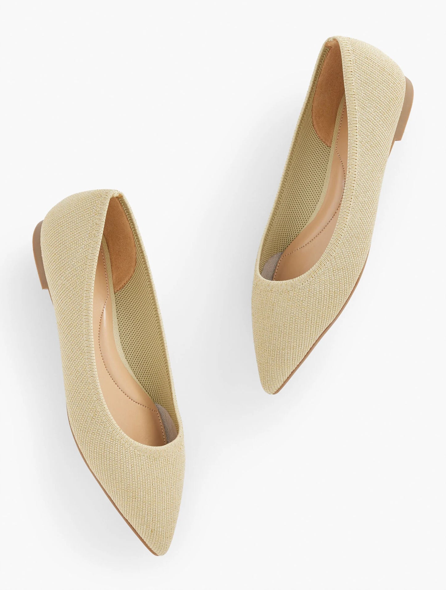 Edwin Knit Pointed Toe Flats - Metallic