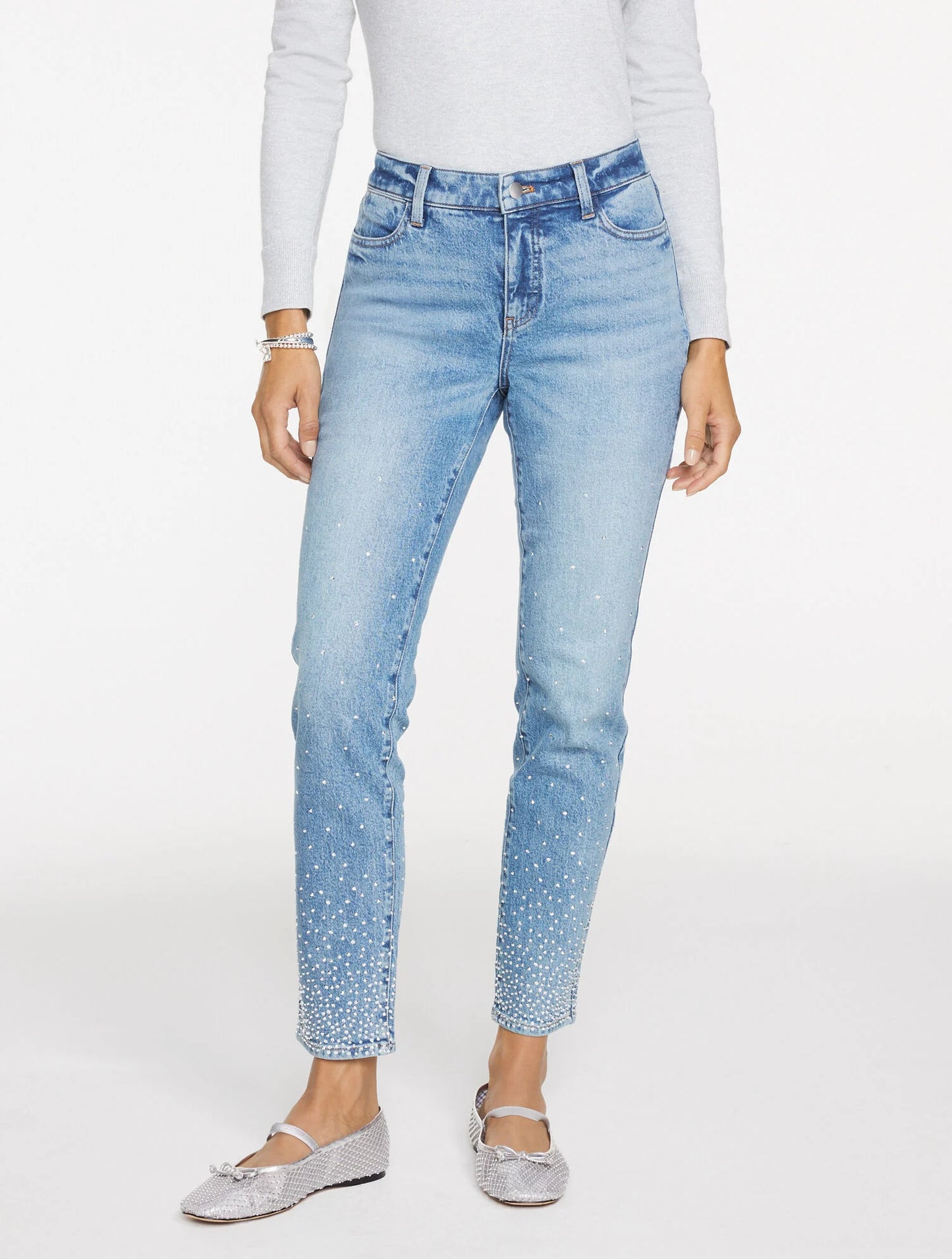 Slim Ankle Rhinestone Jeans - Avalon Wash