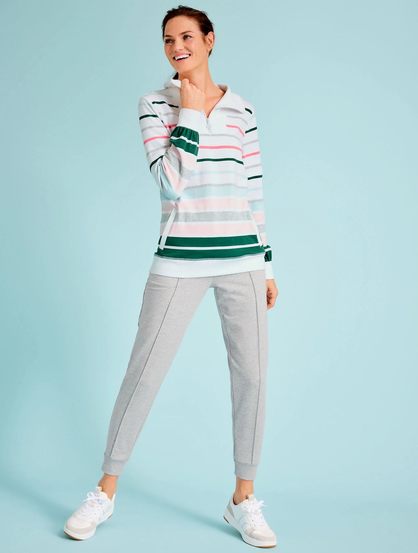 Cozy Crush Half-Zip Pullover - Budding Stripe