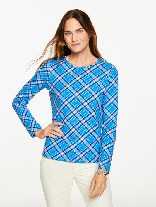 Long Sleeve Crewneck Tee - Tinsel Plaid