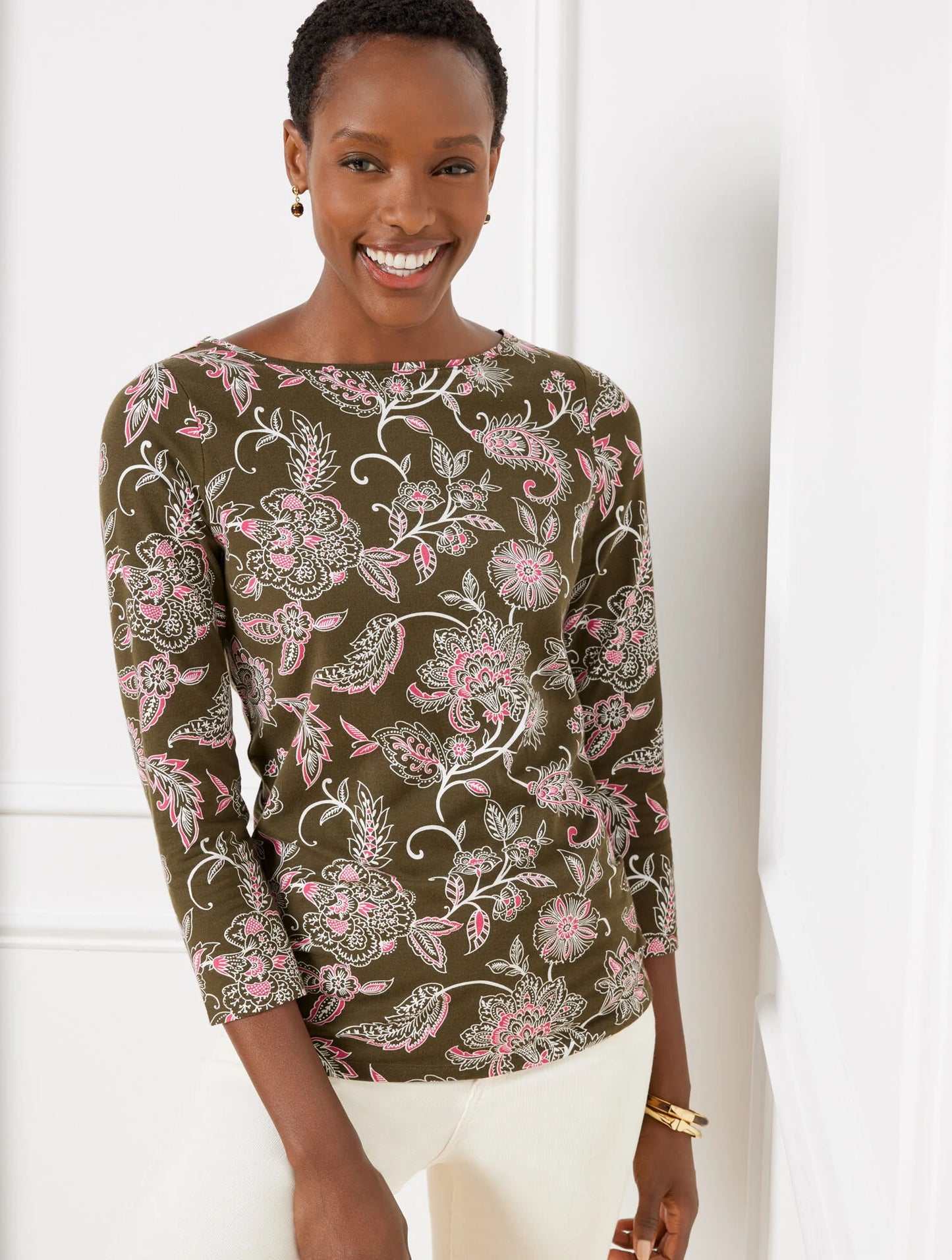 Bateau Neck Tee - Ornate Jacobean