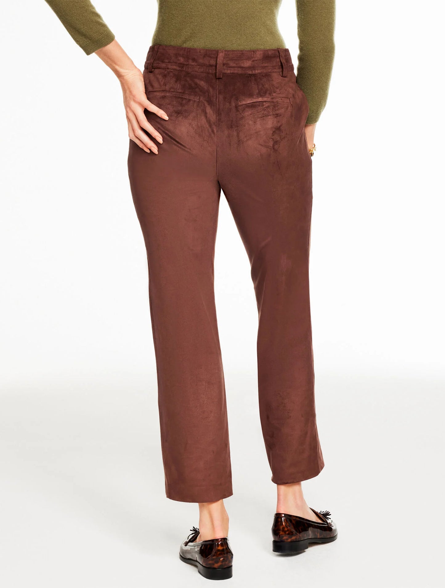 Slim Wide Ankle Faux Suede Pants