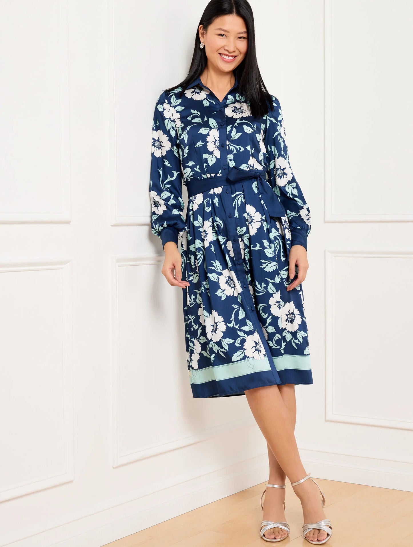 Tie Waist Shirtdress - Delightful Floral