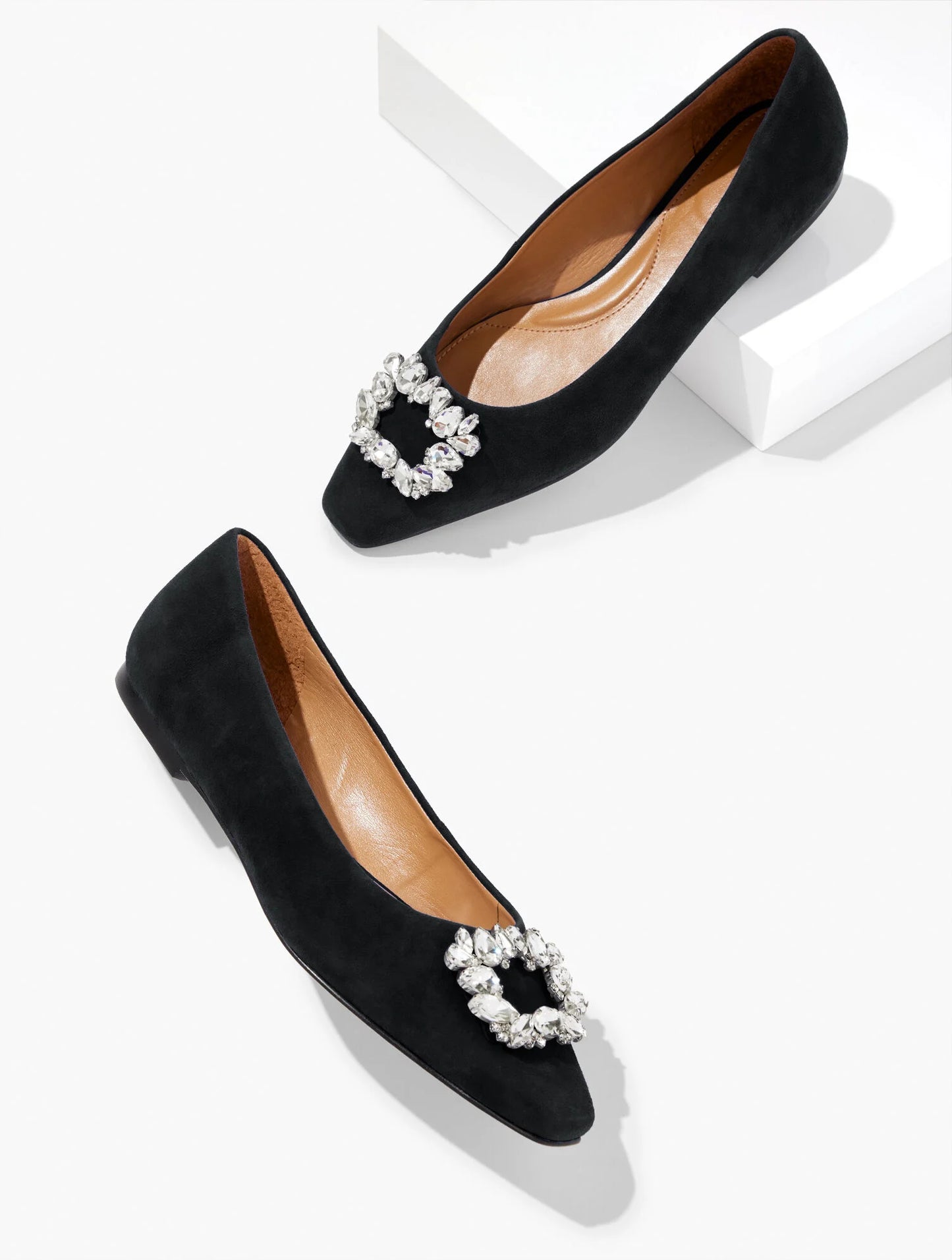 Whitley Crystal Suede Flat
