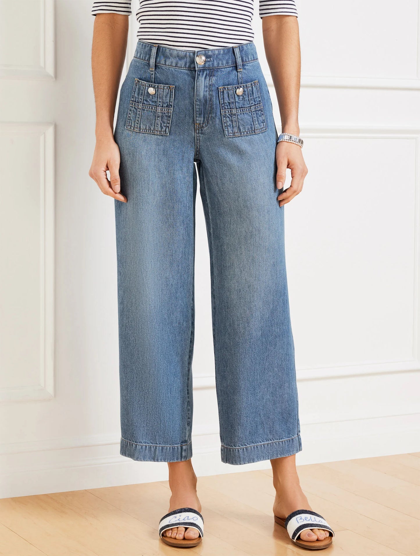 Wide Crop Jeans - Ella Wash